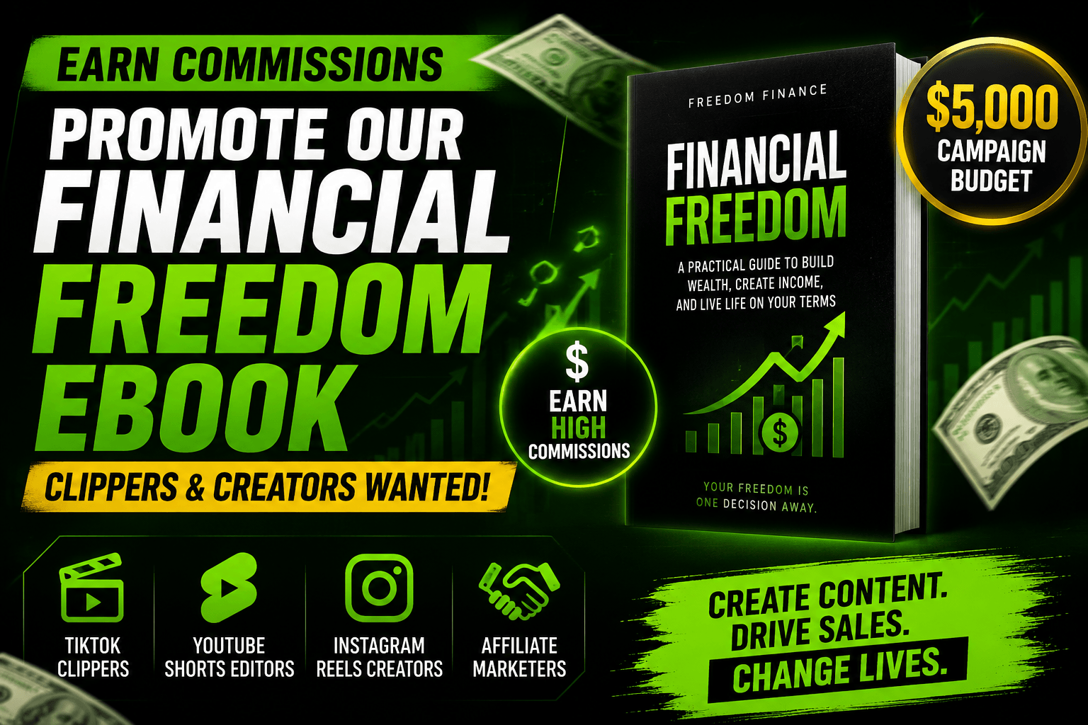 Earn Commissions Promoting a Financial Freedom eBook | Content Creators & Clippers Wanted