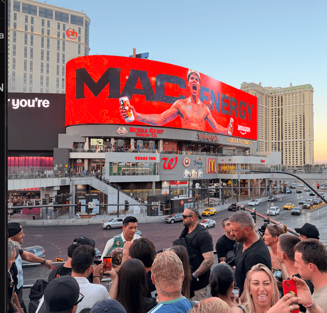 MAC Energy Brand Launch - Never before seen Conor McGregor, Kyle from Nelk Boyz, Ryan Garcia & The Real Tarzann at MAC Energy Billboard