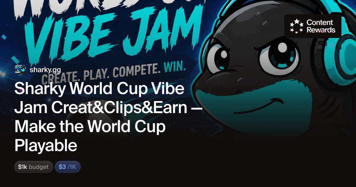Sharky World Cup Vibe Jam Creat&Clips&Earn — Make the World Cup ...
