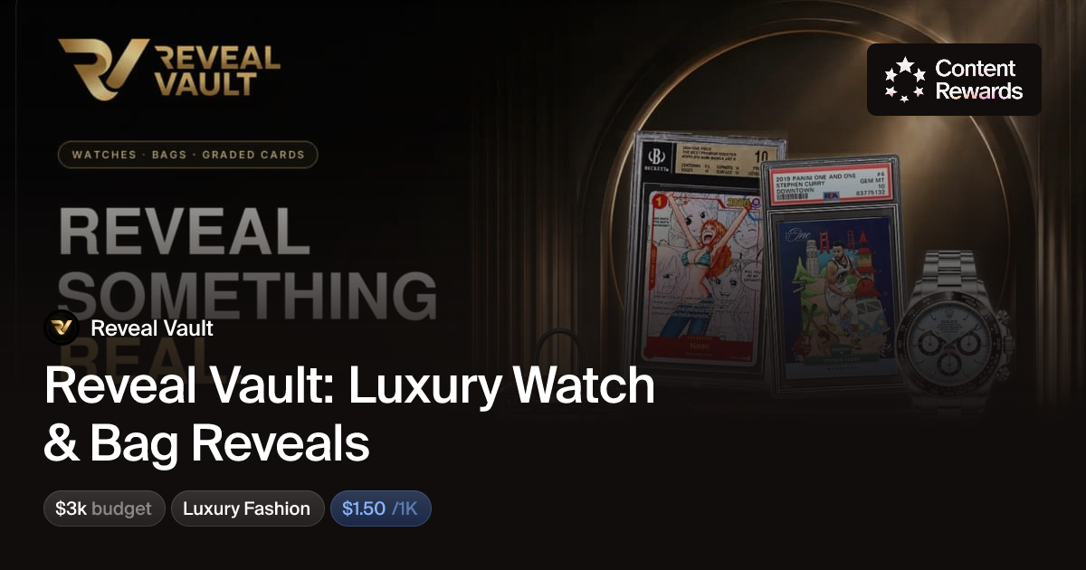 Reveal Vault: Luxury Watch & Bag Reveals by Reveal Vault | Content Rewards